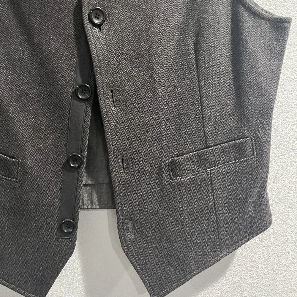 Banana Republic Waistcoat Vest Mens M Charcoal Gray 4-Button